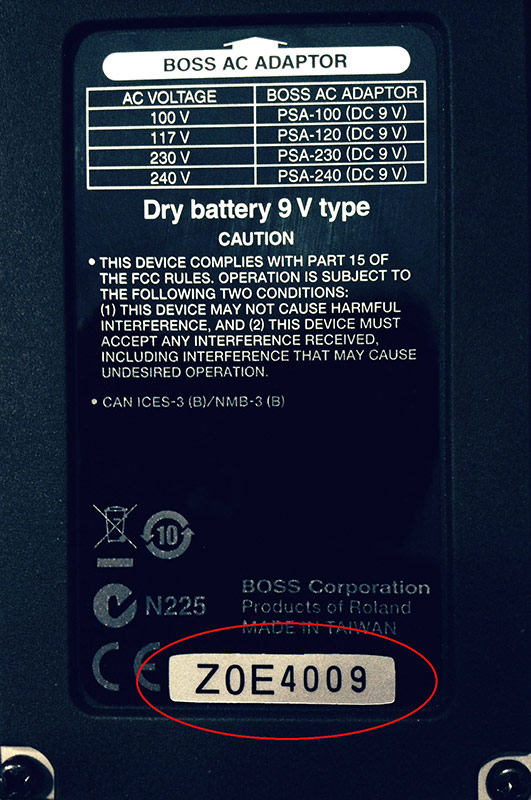 Boss ce 1 serial number